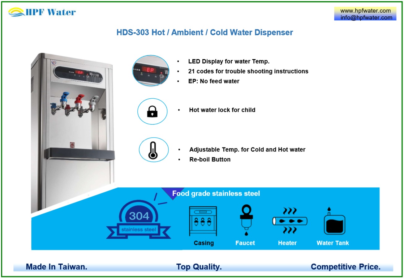 Stainless Steel Hot Ambient Cold Water Dispenser made in Taiwan